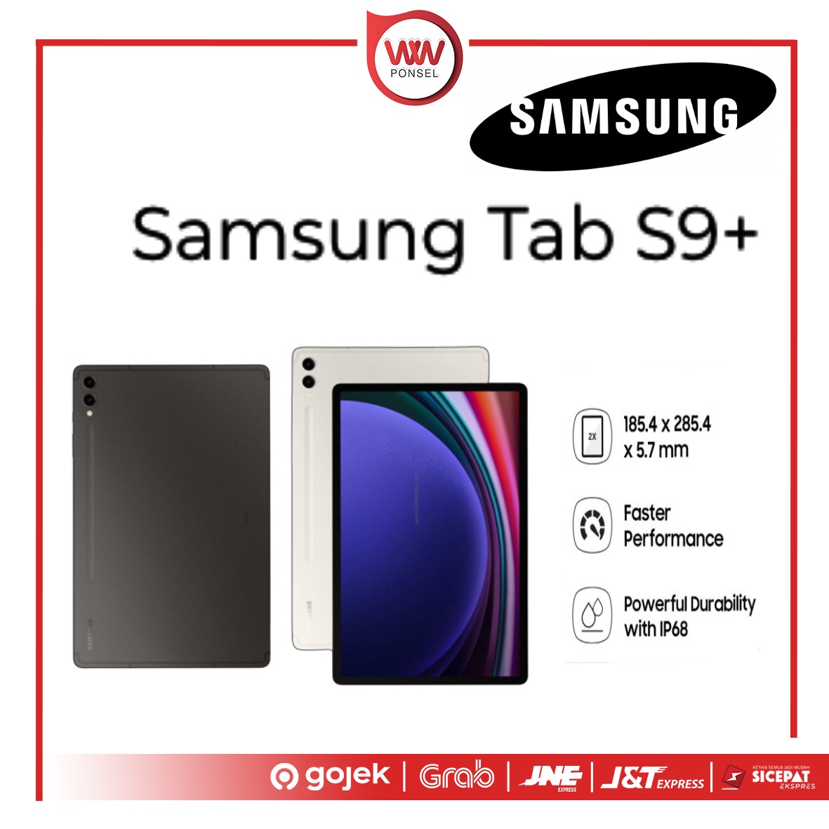 Hp Samsung Tab S9+ X816B Ram 12GB Ram 512GB garansi Resmi Harga 18,999,000 rupiah*Gratis Ongkir