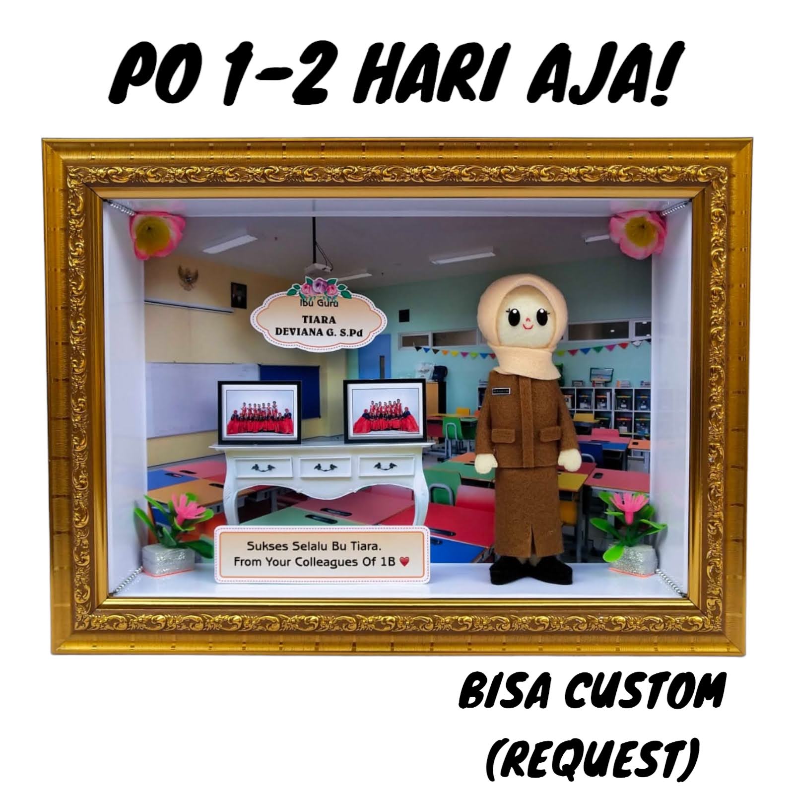 Kado Kelulusan Profesi Guru Kemasan Frame 3D 21x30 Cm Bonekaflanelku
