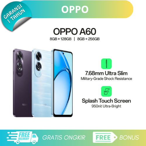 Oppo A60 8/128Gb - Qualcomm Snapdragon 680 - Ips Lcd Harga  1,623,000 Ringgit*Penghantaran Percuma