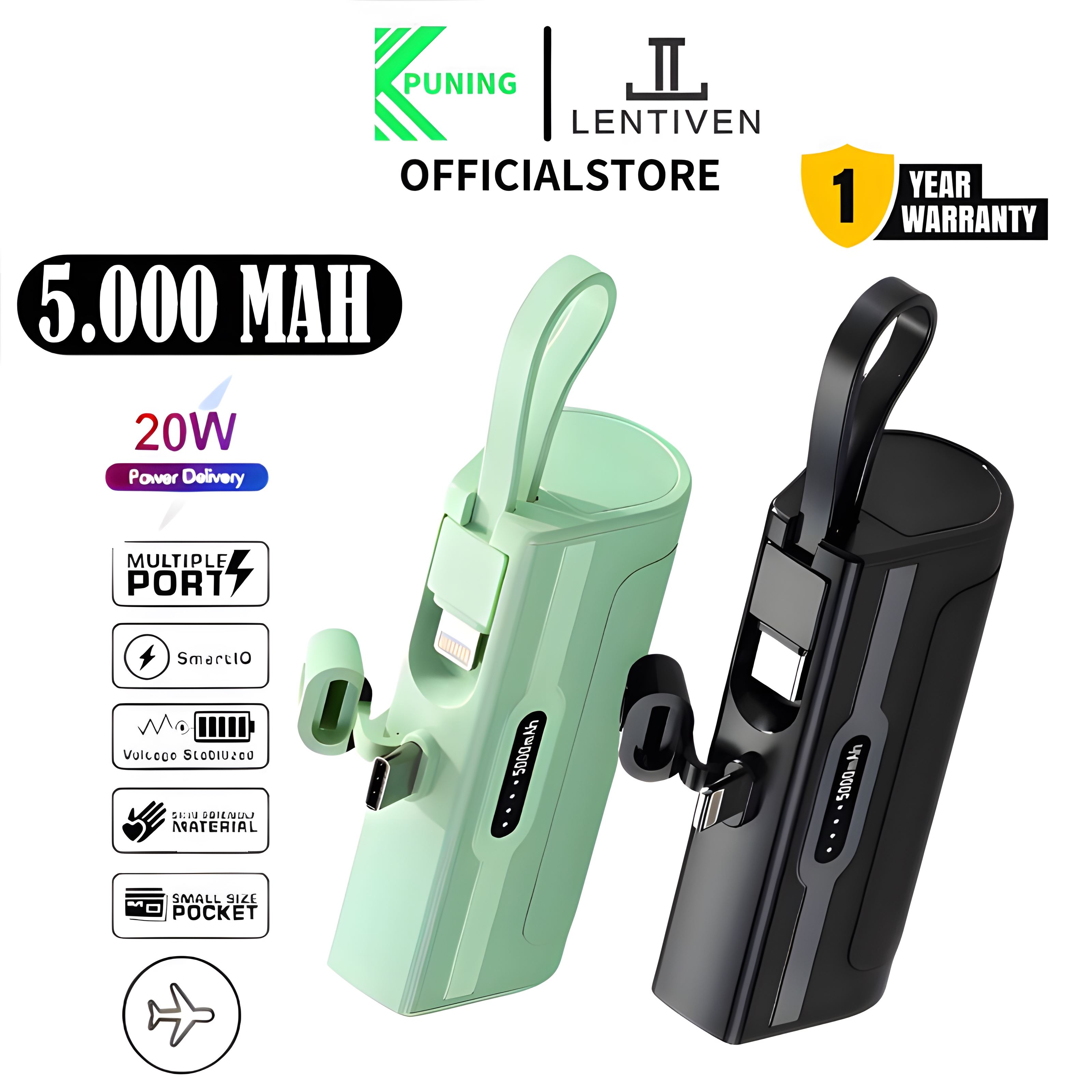 Powerbank min fast charging 5000mAh for iOS type C kc88