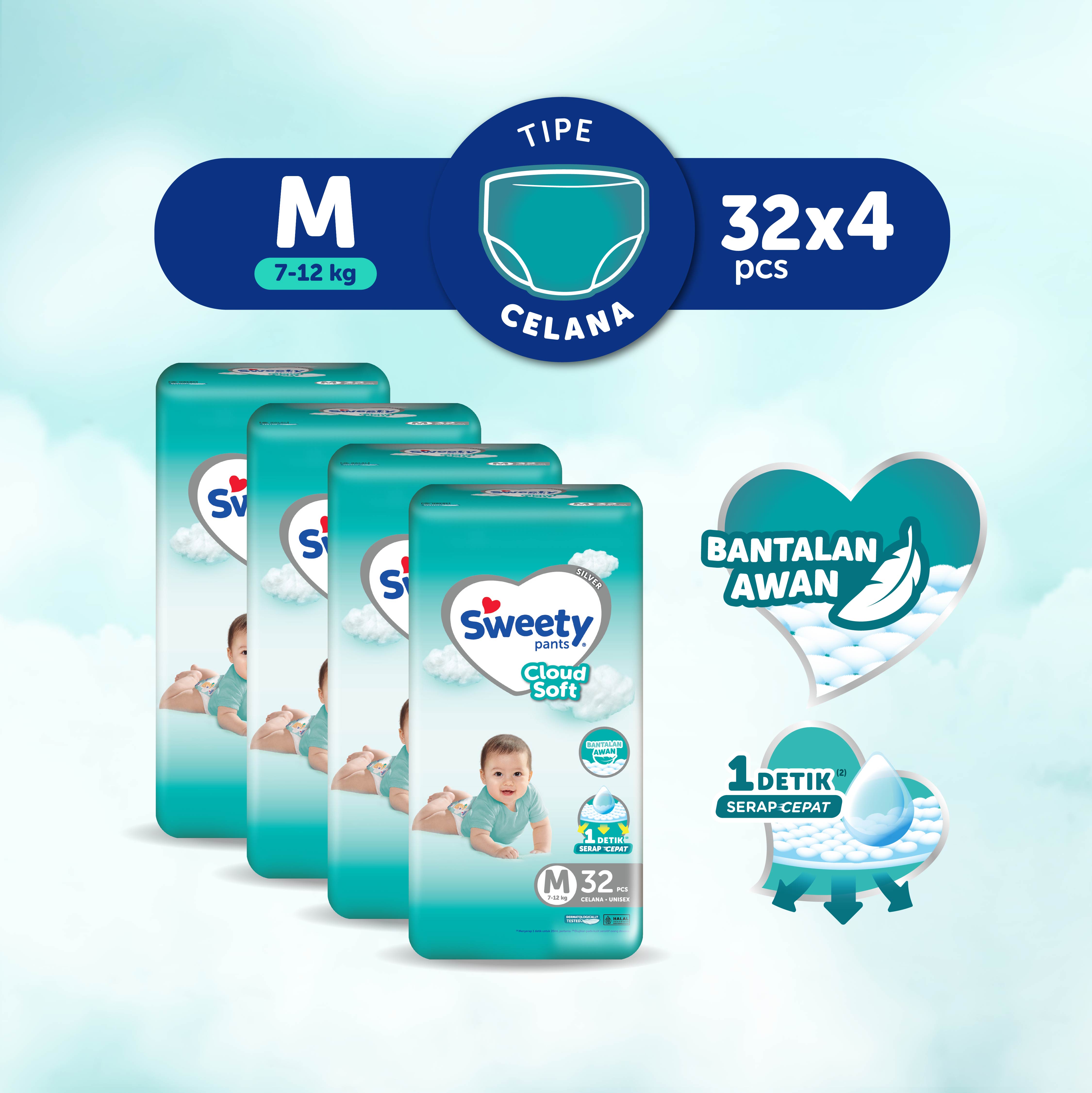 [Paket isi 4] Sweety Silver Pants Cloud Soft M32 Harga 196,100 rupiah*Gratis Ongkir