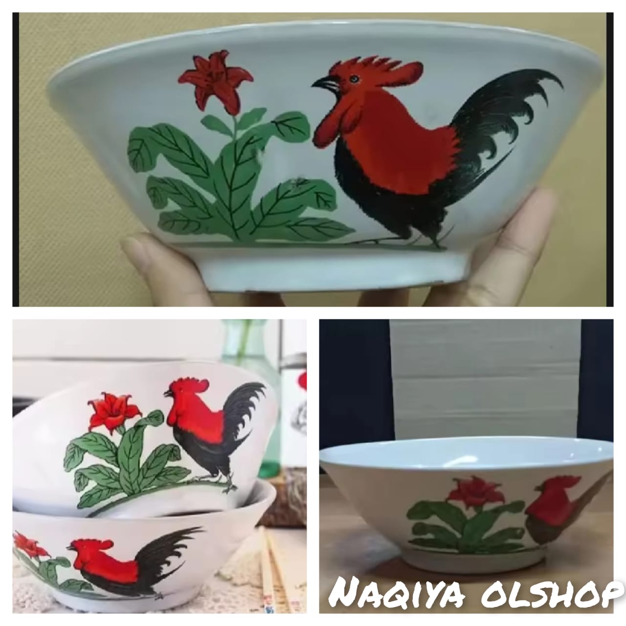 1 LUSIN / 12 PCS mangkuk AYAM JAGO Harga  59,900 rupiah*Gratis Ongkir