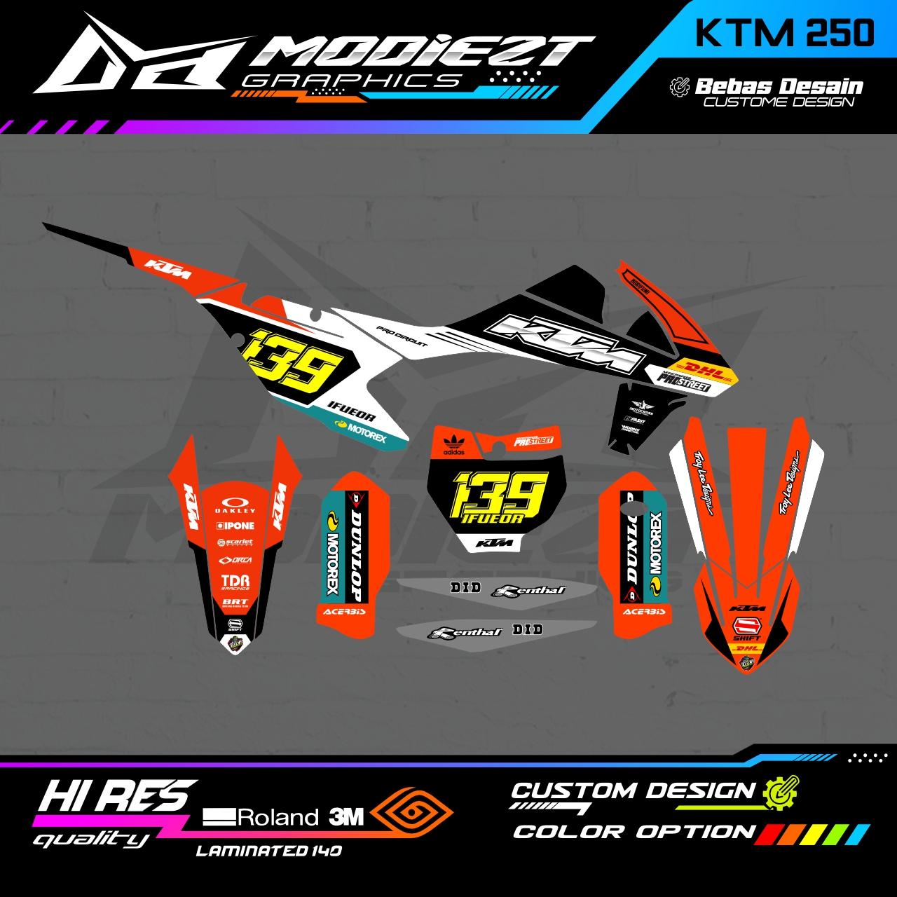 DECAL STIKER KTM 250 TAHUN 2017-2019 FULL BODY KTMD002 Harga 200,000 rupiah*Gratis Ongkir