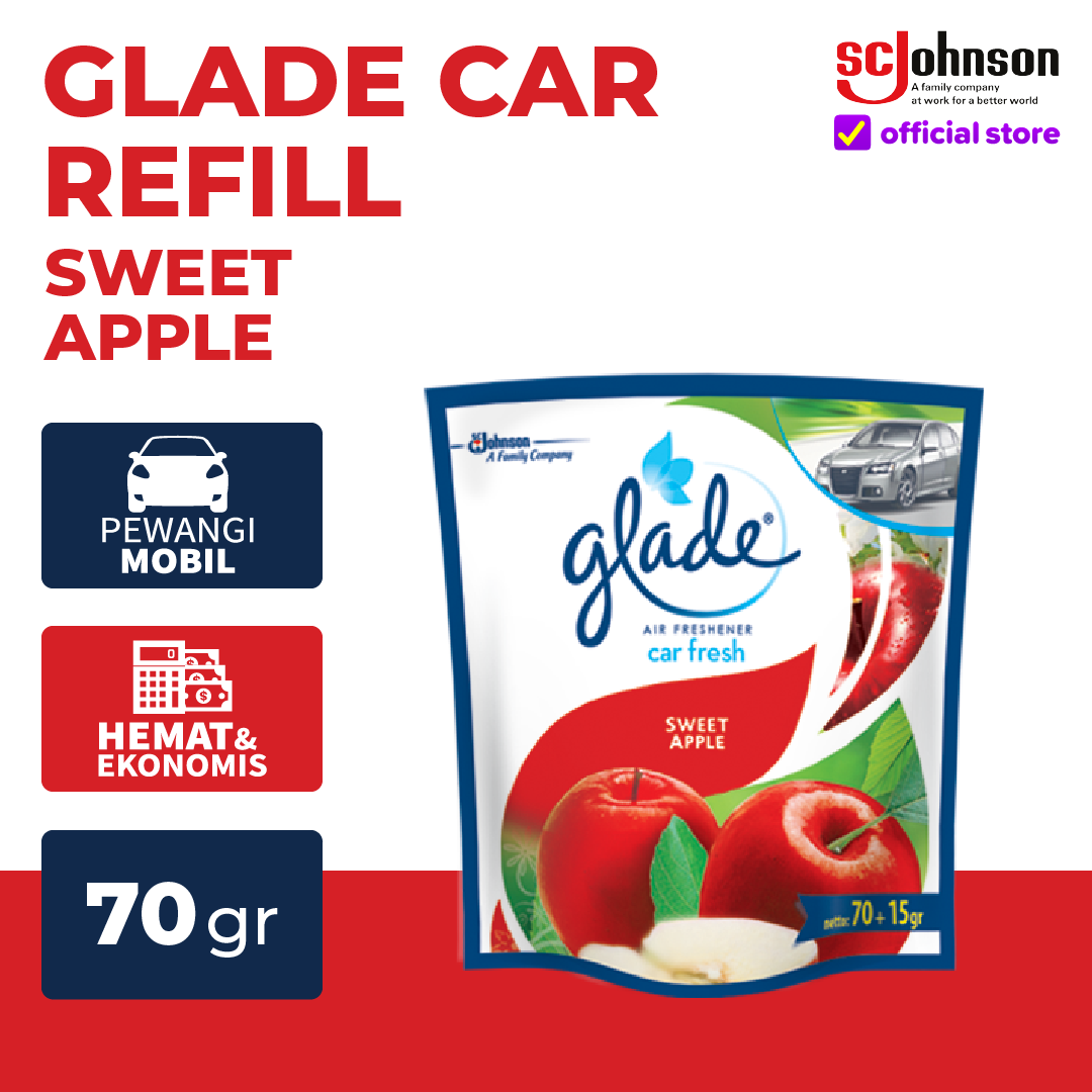 Glade Car Pengharum Mobil Refill Sweet Apple 70gr Harga 12,010 rupiah*Gratis Ongkir