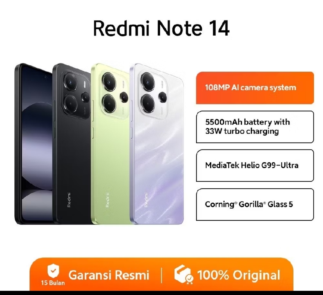 Xiaomi Redmi Note 14 NFC (8GB/128GB - 8GB/256GB) Garansi Resmi 15 Bulan Giá 2,393,000 Đồng*Miễn phí vận chuyển
