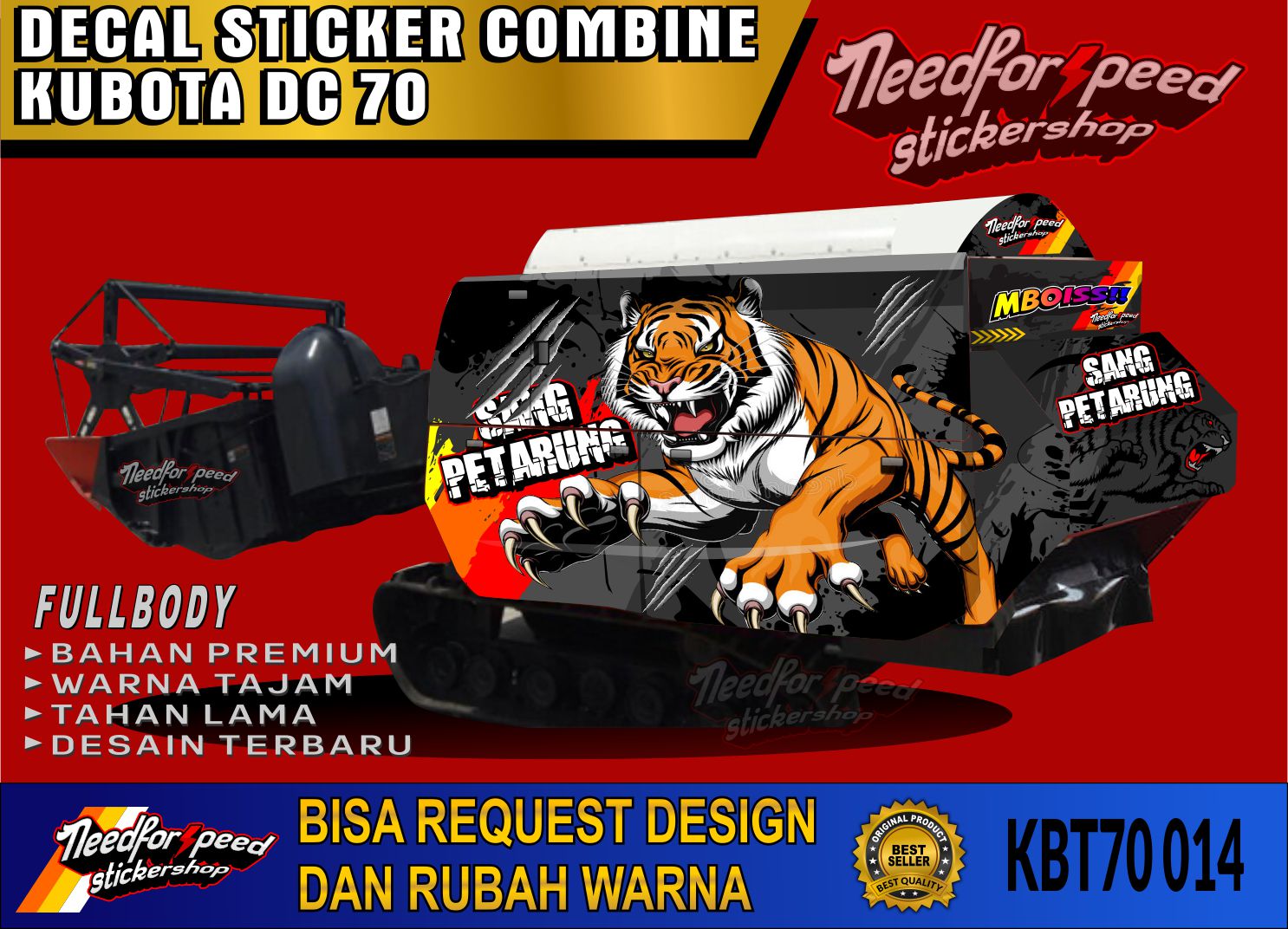 Sticker decal Kubota DC 70 DC 93 DC 35 combine full body custom 014 Harga  1,450,000 Ringgit*Penghantaran Percuma