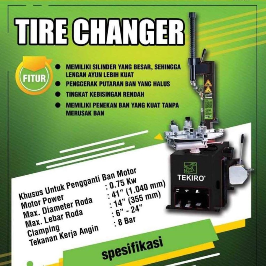 TEKIRO TIRE CHANGER Alat Bukaan Ban Mobil motor Pembuka ganti Ban Harga 18,437,000 rupiah*Gratis Ongkir