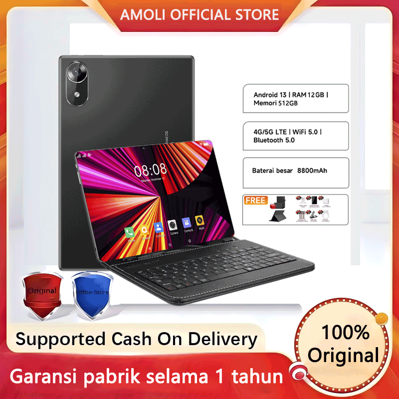 Amoli original amopad Air tablet PC 12GB + 512GB ram Android(12) 11.6 inch full screen large screen WiFi 5G dual SIM 8800mAh HD 32 + 64MP tab official warranty - Merek AMOLI Harga 936,000 rupiah*Gratis Ongkir
