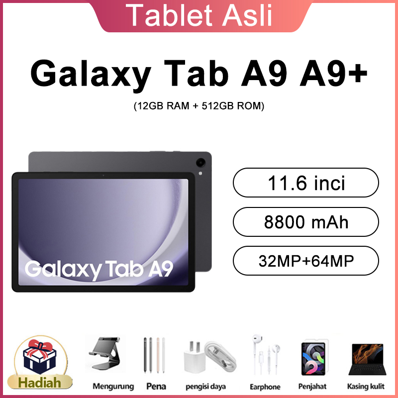 【Bisa COD】Tablet PC Baru SAMSUNG Galaxy Tab A9 A9+ 12GB + 512GB Tablet Android 11.6inch Layar Full Screen Tab baru Tablet Untuk Anak Belajar Layar Besar Wifi 4G Dual SIM Giá 800,000 Đồng*Miễn phí vận chuyển