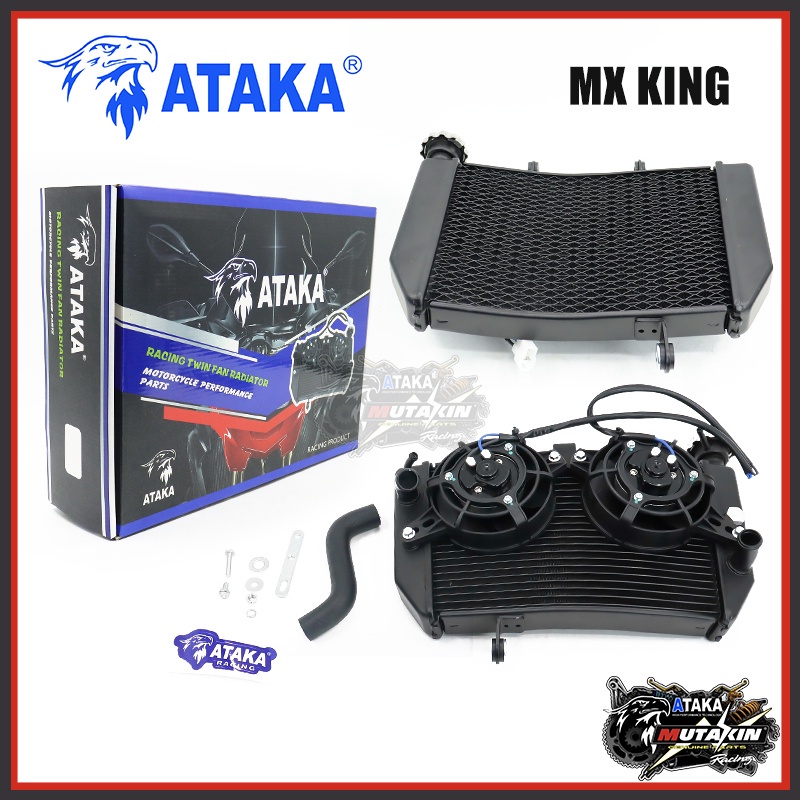 ATAKA racing Radiator double fan Hitam Silver mx king Ninja 150 540ML Jupiter mx old mx new supra gtr 150 sonic 150 Harga 880,000 Ringgit*Penghantaran Percuma