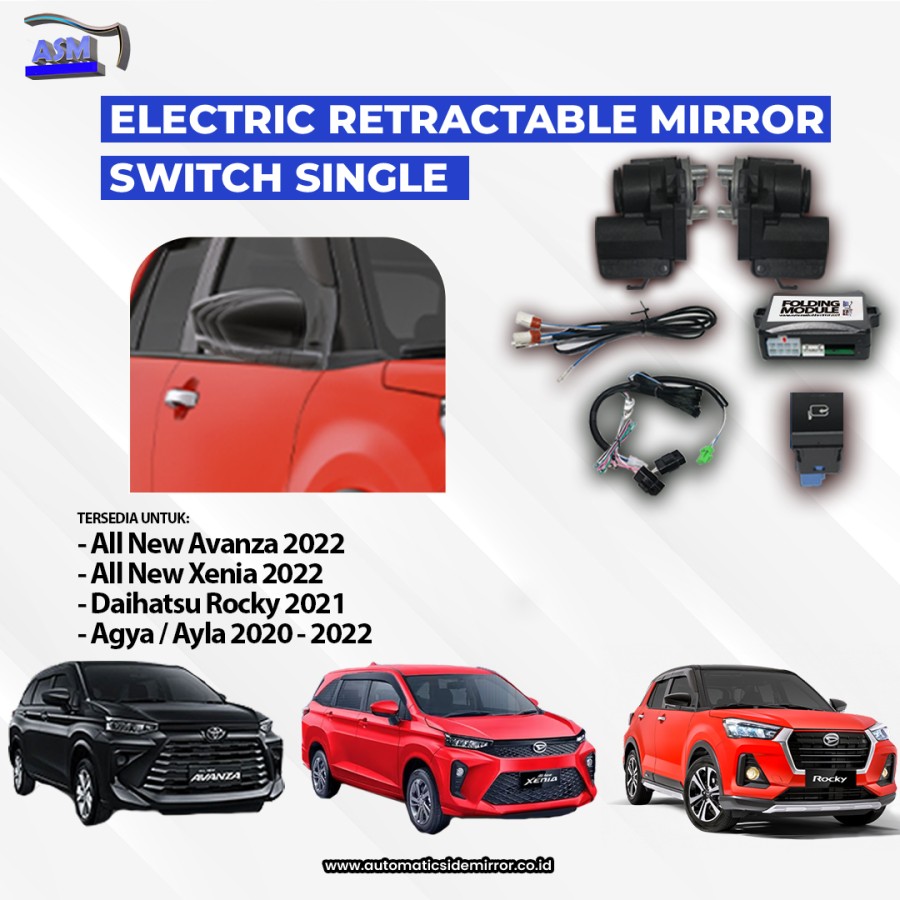 Lipat Spion Otomatis Retract Folding Mirror All New Avanza Xenia 2019 2022 / All new Rush / All new Terios / Rocky / Raize / Agya / Ayla Harga 1,499,000 rupiah*Gratis Ongkir