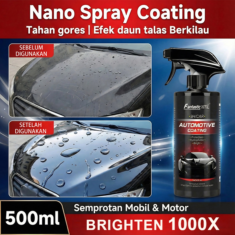 Nano Spray Coating Scratch Resistant Glittering Taro Leaf Effect Car Paint Headlights Glass Rims Plastic Components Tires Automotive Coating Spray Motorcycle Shine Car Body Shine 500ml Harga 29,999 rupiah*Gratis Ongkir