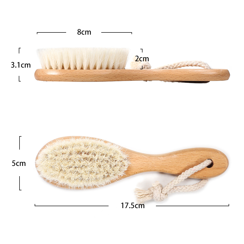 Wooden Baby Hair Brush For Newborns Infant Hair Comb Soft Wool