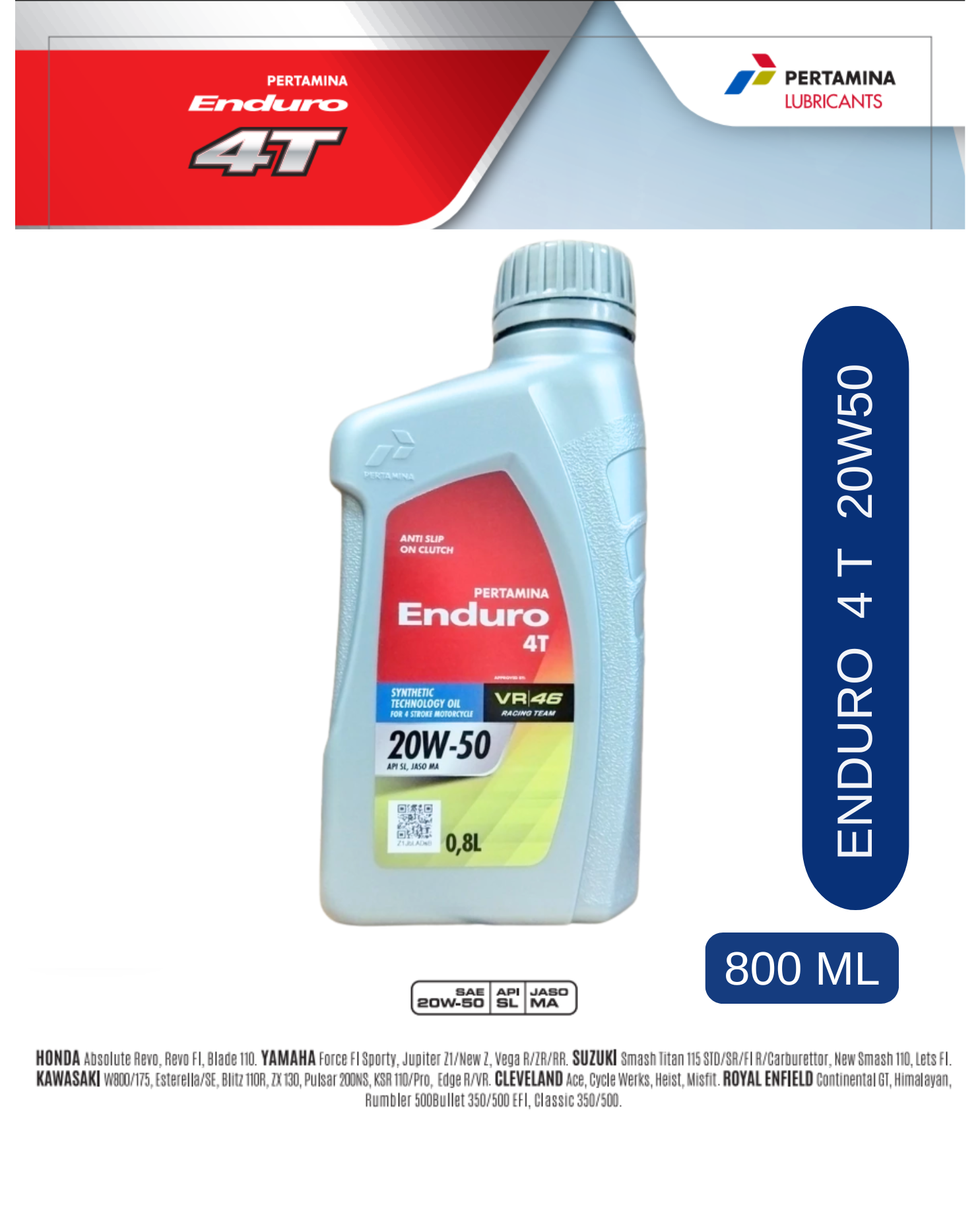 100% Original Enduro 4t Oil for Vixion Mega Pro Cbr Verza Byson Satria Etc. Harga 50,300 rupiah*Gratis Ongkir