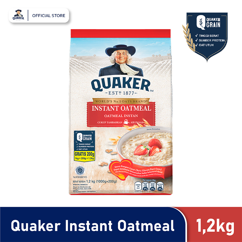 Quaker Instant Oatmeal 1.2 kg Harga 67,000 rupiah*Gratis Ongkir