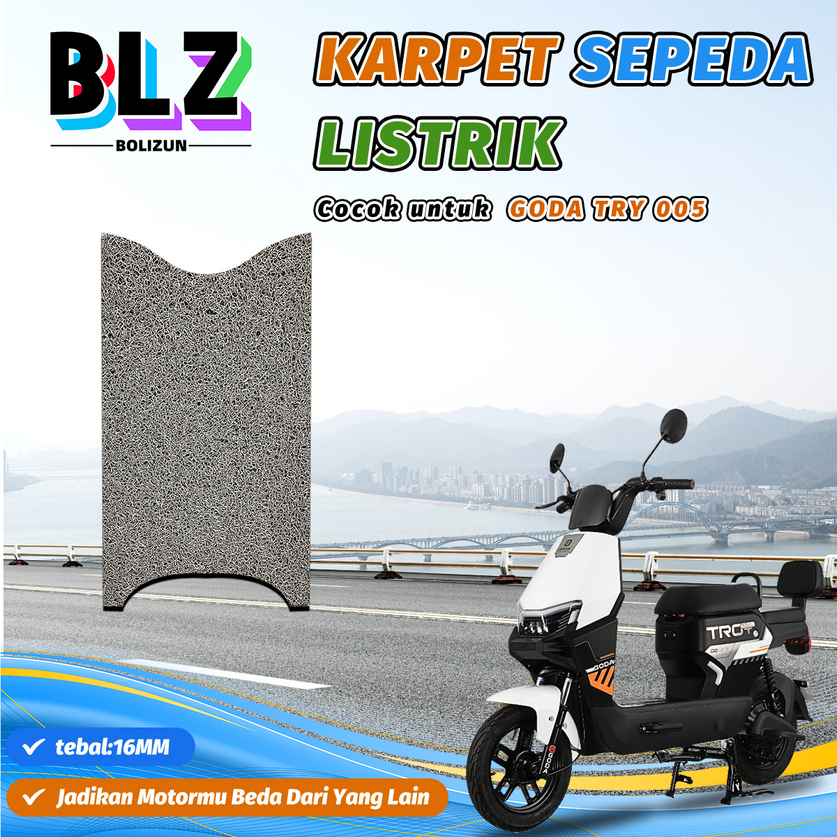Bolizun Custom Pvc Carpet Vermicelli Noodles for Goda Try 005 Electric Bicycle Harga 19,500 rupiah*Gratis Ongkir
