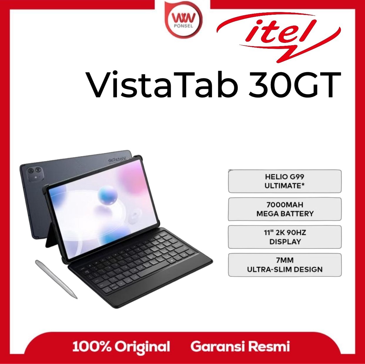 Tablet Itel VistaTab 30GT Ram 6GB Internal 128GB Garansi Resmi Harga 2,499,000 rupiah*Gratis Ongkir