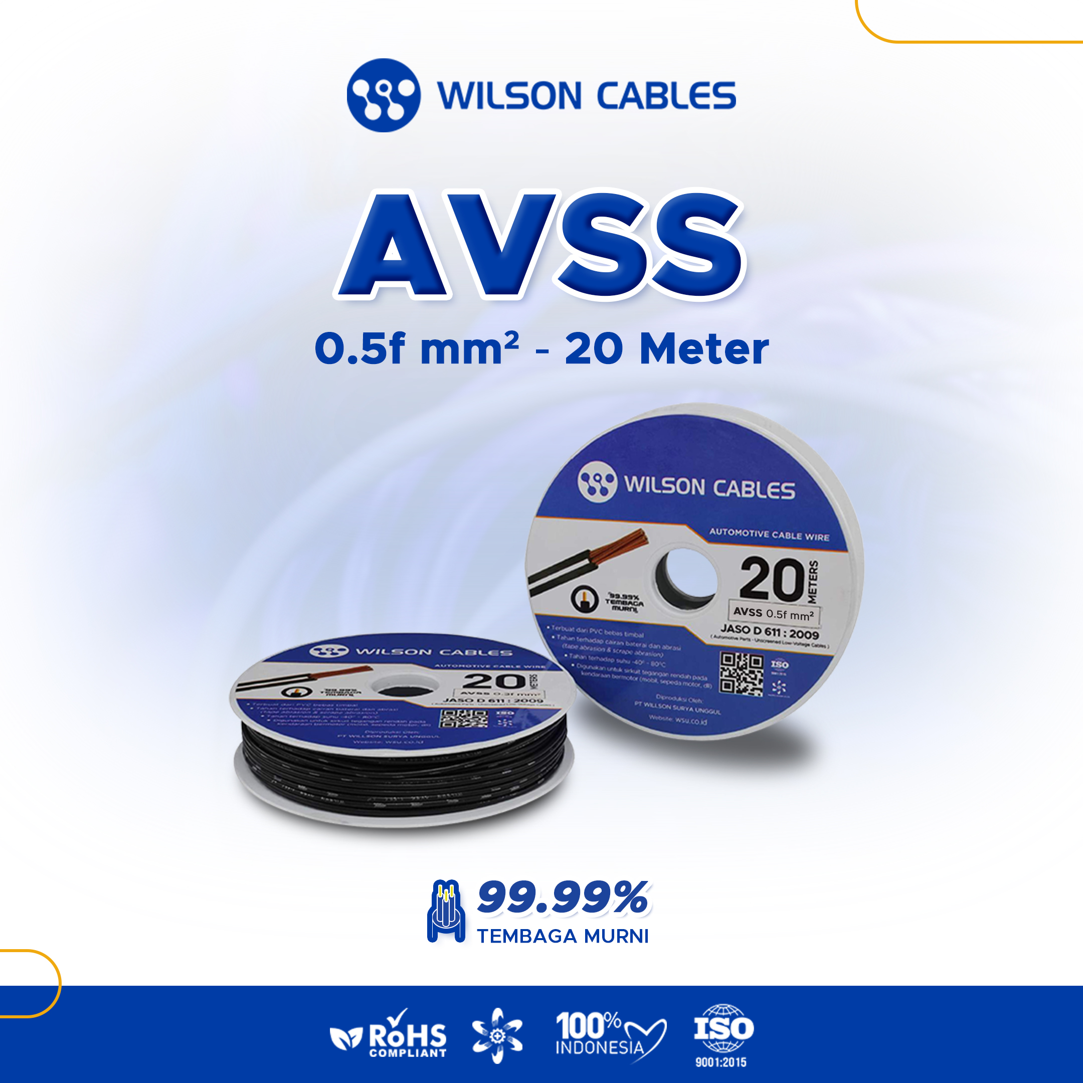 Automotive cable 0.5 f mm2 20 meters-automotive cable Wilson cables Harga 48,843 rupiah*Gratis Ongkir