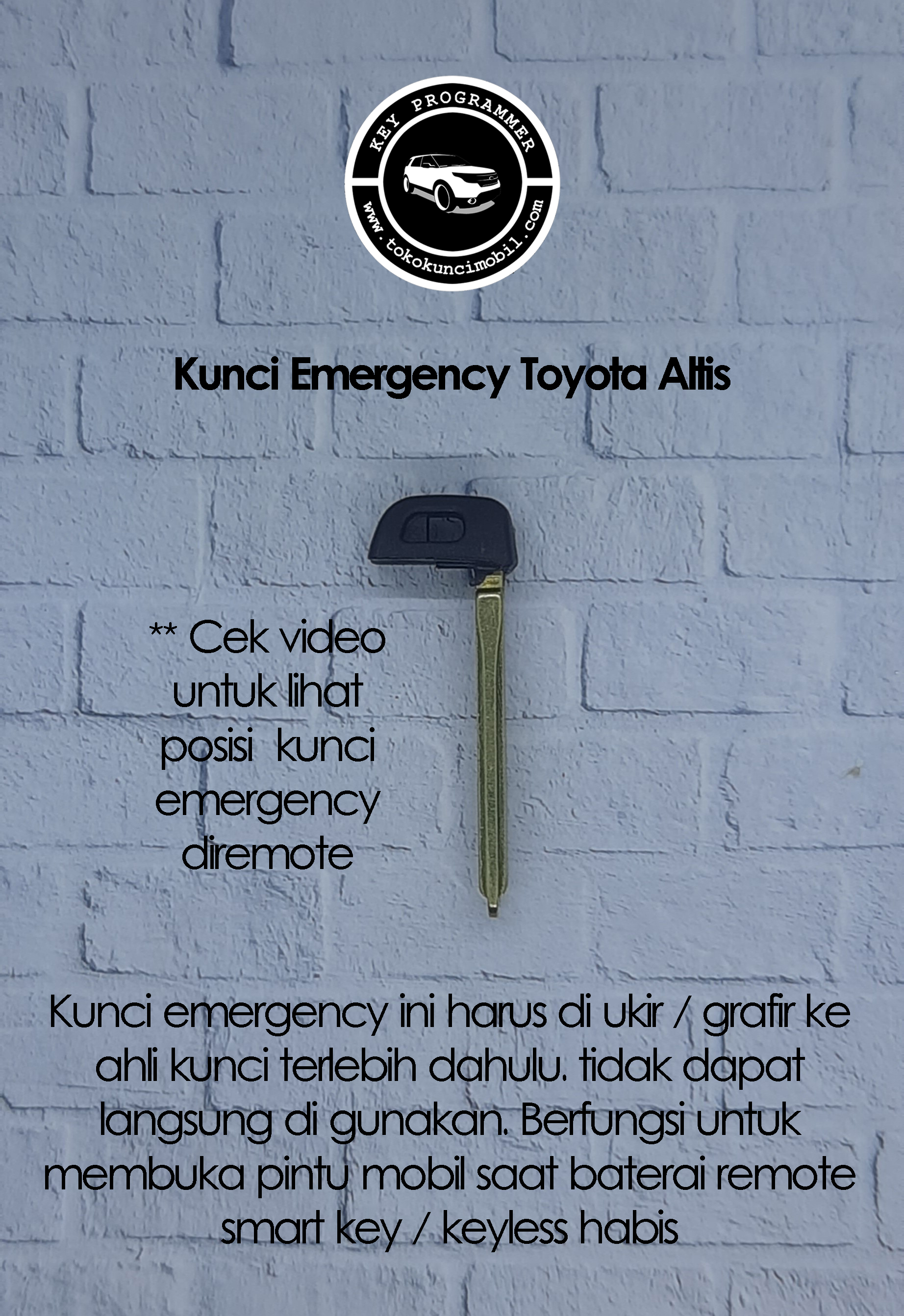 Kunci Emergency Smart Key Toyota Altis 4 Tombol Harga 150,000 rupiah*Gratis Ongkir
