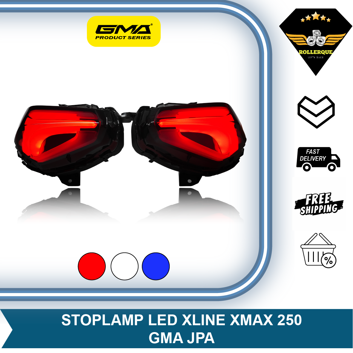 Stoplamp red White Blue GMA JPA xMax 250 x line brake stop lamp Harga 1,406,900 rupiah*Gratis Ongkir