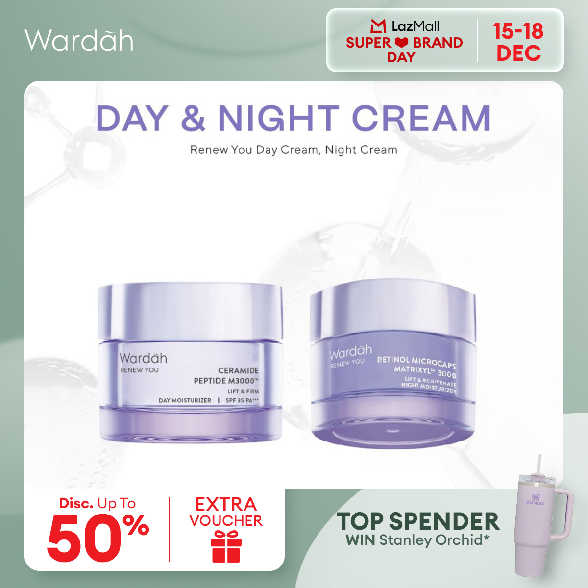 WARDAH Paket 2 pcs Renew You - Lift Firm Day Moisturizer dan Rejuvenate Night Moisturizer 30 gr - Membantu Melembabkan Kulit - Skincare Harga 226,100 rupiah*Gratis Ongkir