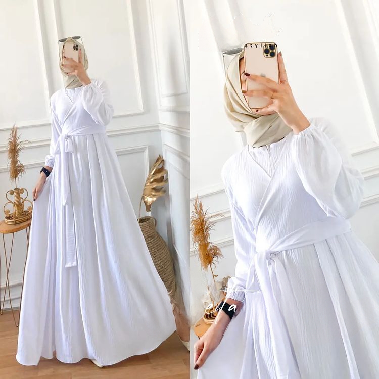 Dress Putih Panjang Kekinian Jual Dress Putih Panjang Kekinian Terbaru Indonesia Gamis Crinkle Putih Polos Maxy Dress Putih Syari Remaja Hanum Dress Gamis Jumbo Rayon Premium www.lazada .id