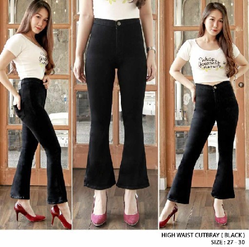 Msstyle Celana Jeans Wanita Highwaist Hw Cutbray Lazada Indonesia