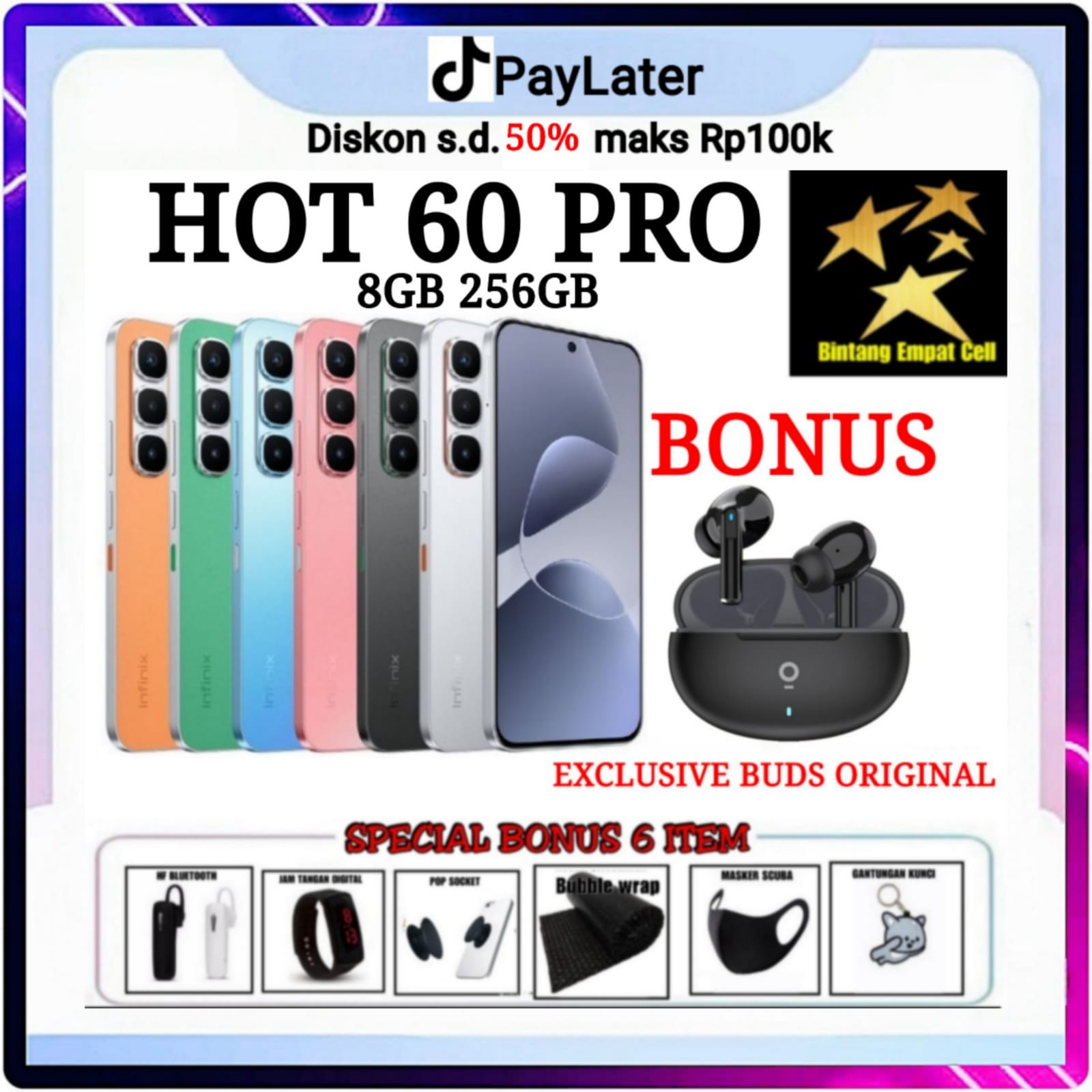 INFINIX HOT 60 PRO 8/256 GARANSI RESMI Harga  2,299,000 Ringgit*Penghantaran Percuma