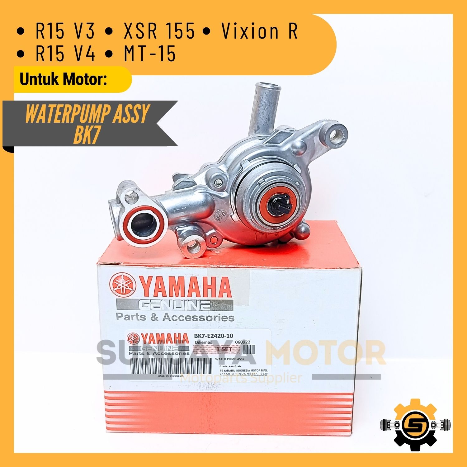 Pompa Radiator Original Yamaha BK7 Water Pump Assy R15 V3 VVA MT-15 Vixion R XSR 155 R15 V4 Waterpump Ori YGP Harga 370,656 rupiah*Gratis Ongkir