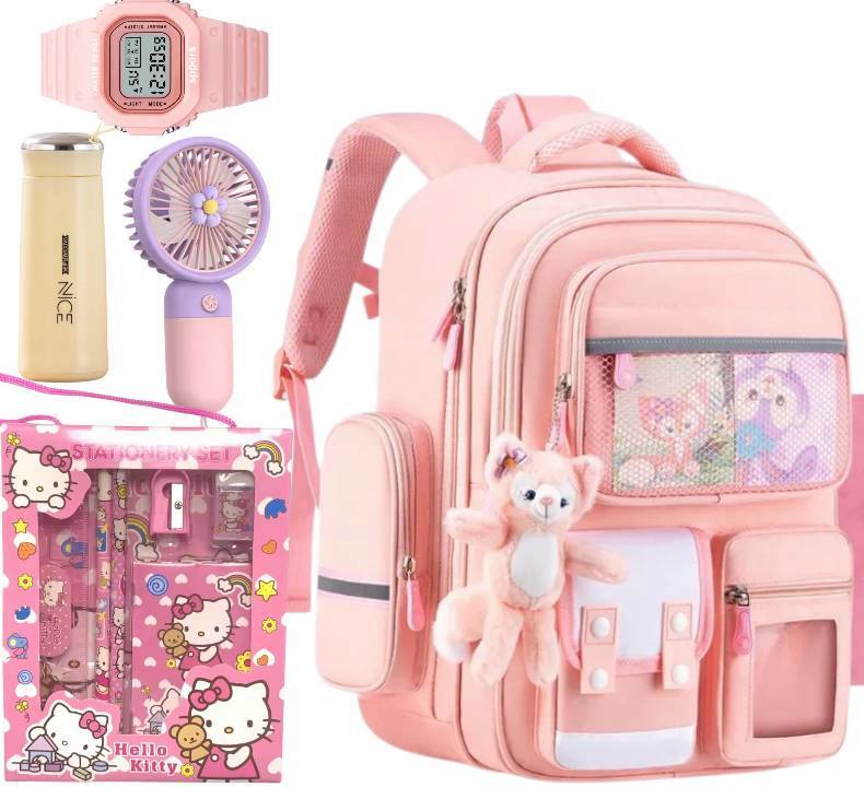 Colorful Character Design Polyester Backpack for Girls and Boys with Naruto Water Bottle - Best Seller