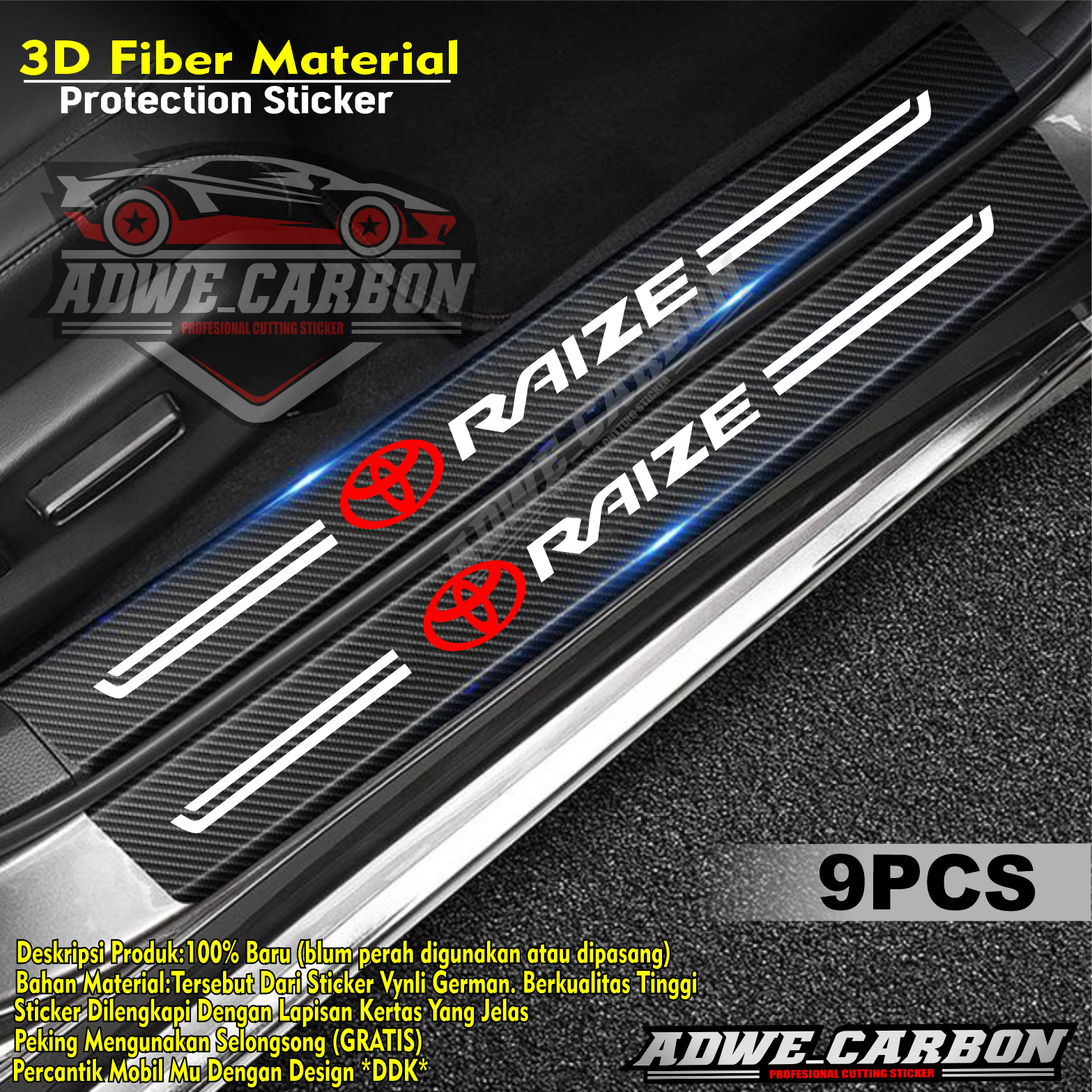 Toyota Raize car door handle carbon sticker full set sill plate sticker Harga  30,000 Ringgit*Penghantaran Percuma