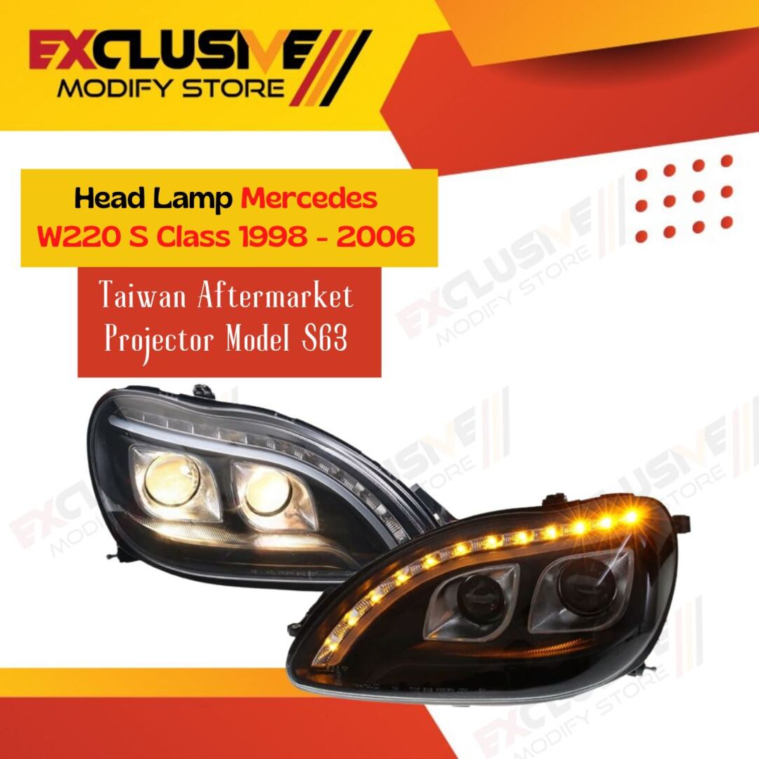 Head lamp Mercedes W220 S class Taiwan Projector model S63 1998-2006 Harga 9,500,000 rupiah*Gratis Ongkir