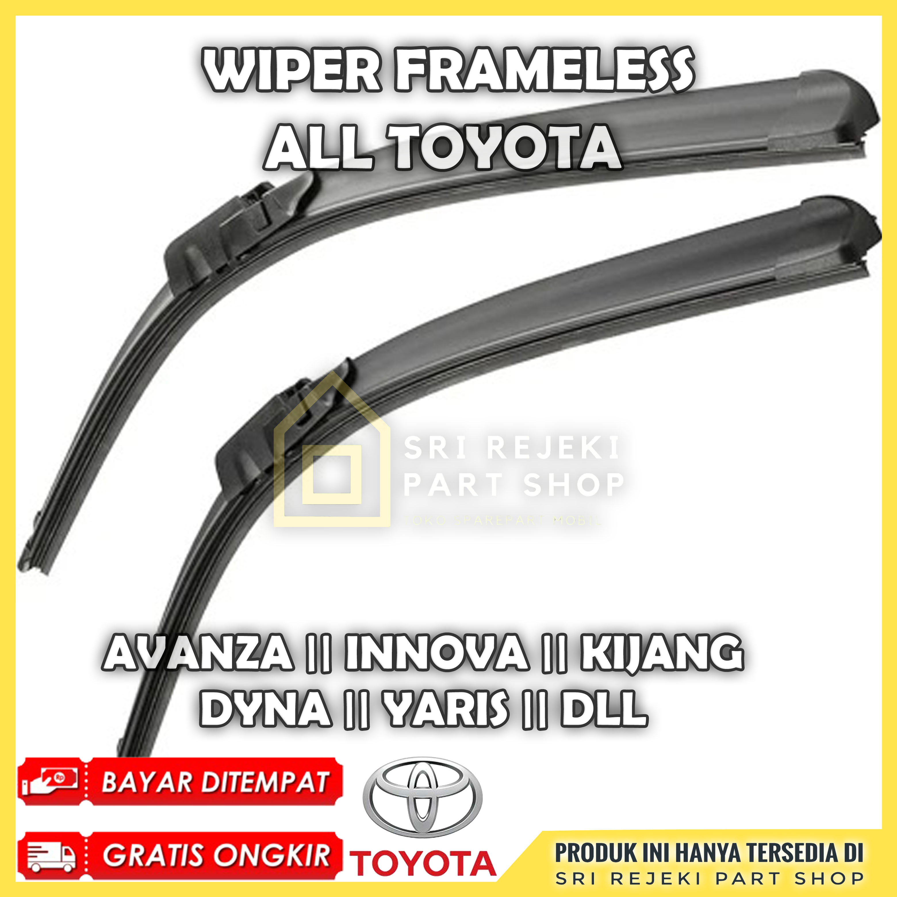 (SEPASANG) Wiper Frameless Mobil All Toyota Avanza Innova Calya Rush Fortuner Dyna Kijang DLL Harga 36,000 rupiah*Gratis Ongkir