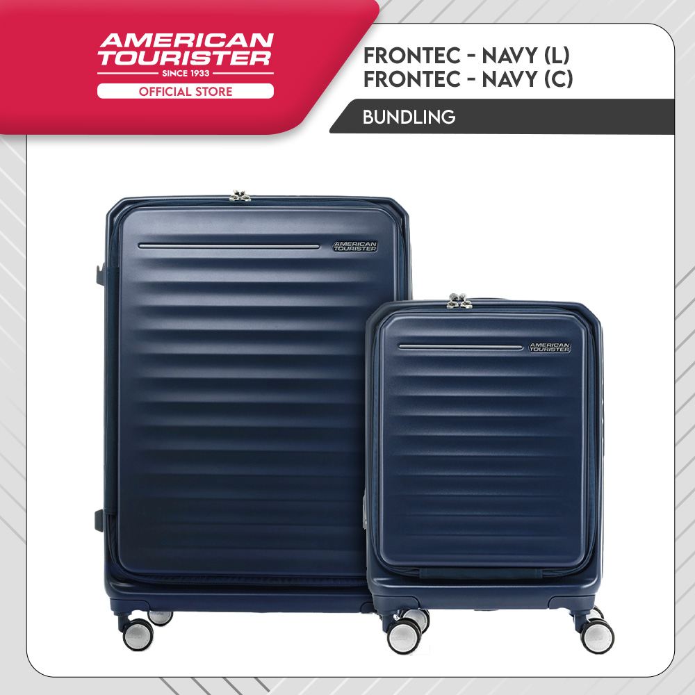 Lazada Indonesia - Bundle American Tourister Frontec Cabin + Large Navy