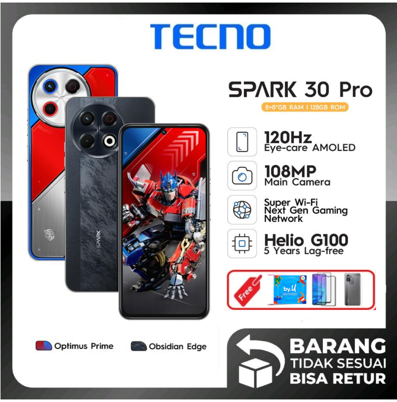 Hp Tecno Spark 30 Pro 8/256Gb 8/128Gb Mediatek Helio G100 Amoled 120Hz - Warranty Giá 1,736,000 Đồng*Miễn phí vận chuyển