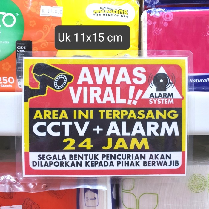 STIKER KAMERA CCTV / Sticker Area Pengawasan Kamera 24 Jam Alarm Viral Harga 8,500 rupiah*Gratis Ongkir