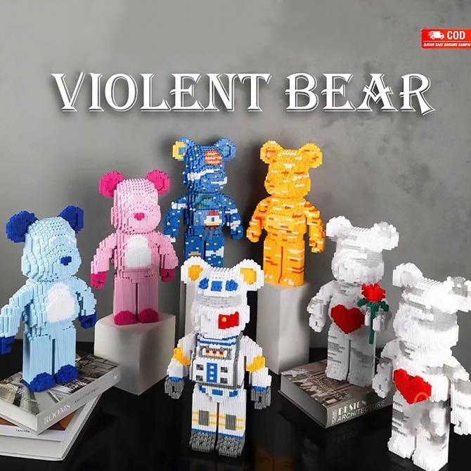 Leiao【 🔥 Hot ✔️ Ready】11000Pcs Building Block Bearbrick, DIY Bear Nano Block Toys Cartoon Love Violent…