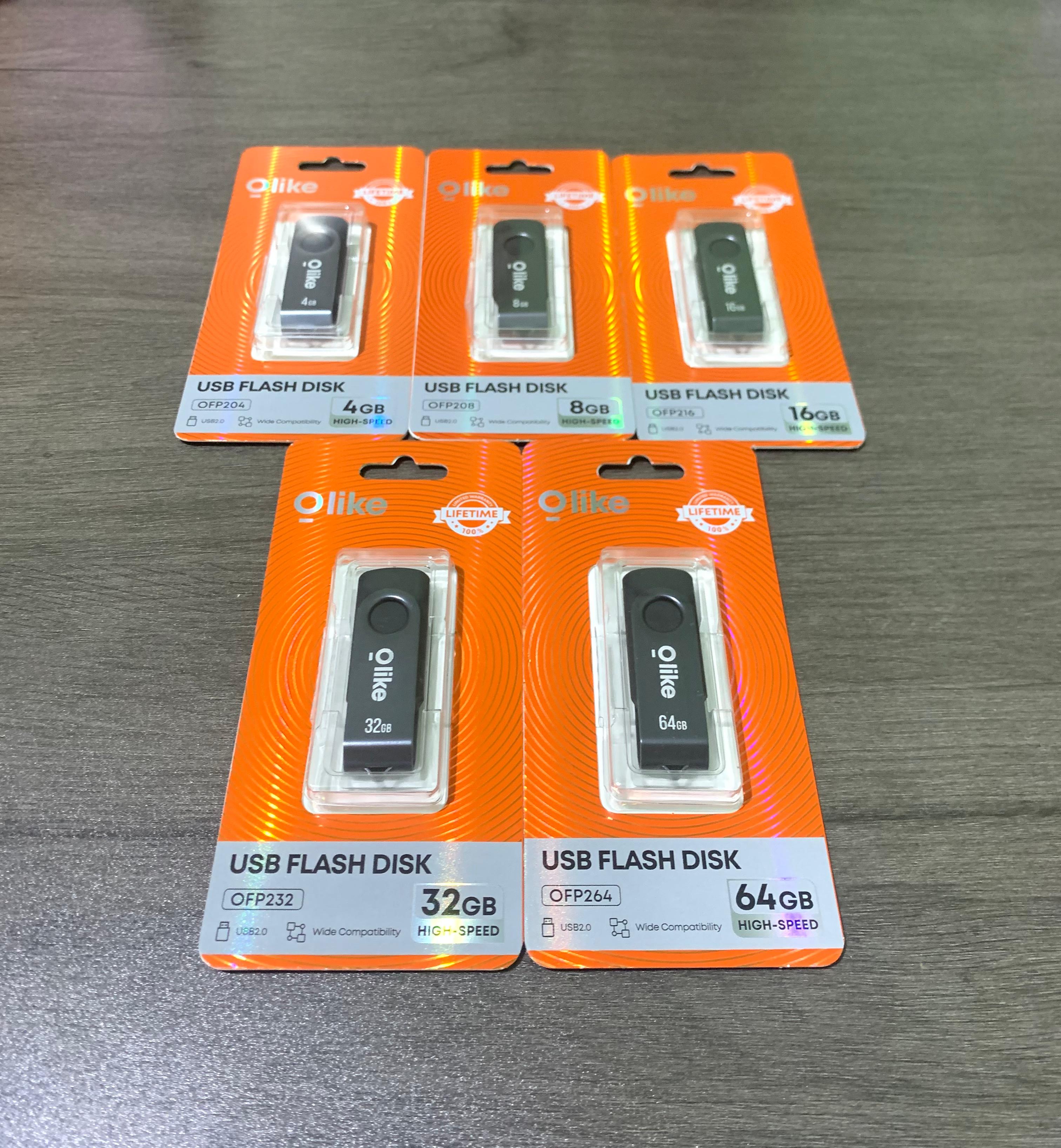 Olike Flashdisk Ofp204 4Gb/Ofp208 8Gb/ Ofp216 16Gb/Ofp232 32Gb/Ofp264 64Gb USB 2.0 Harga 33,750 rupiah*Gratis Ongkir