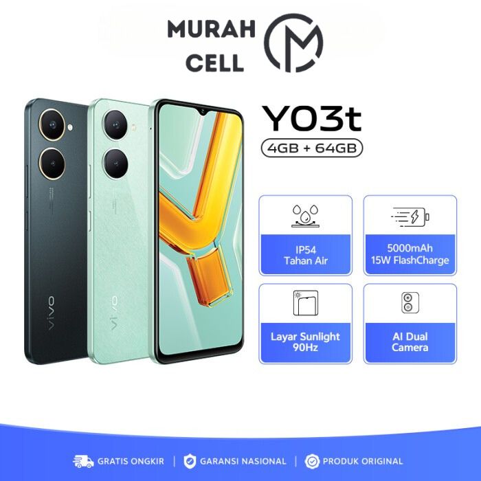 Vivo Y03T 4+4/32 Official Indonesian Warranty Harga  1,110,000 rupiah*Gratis Ongkir