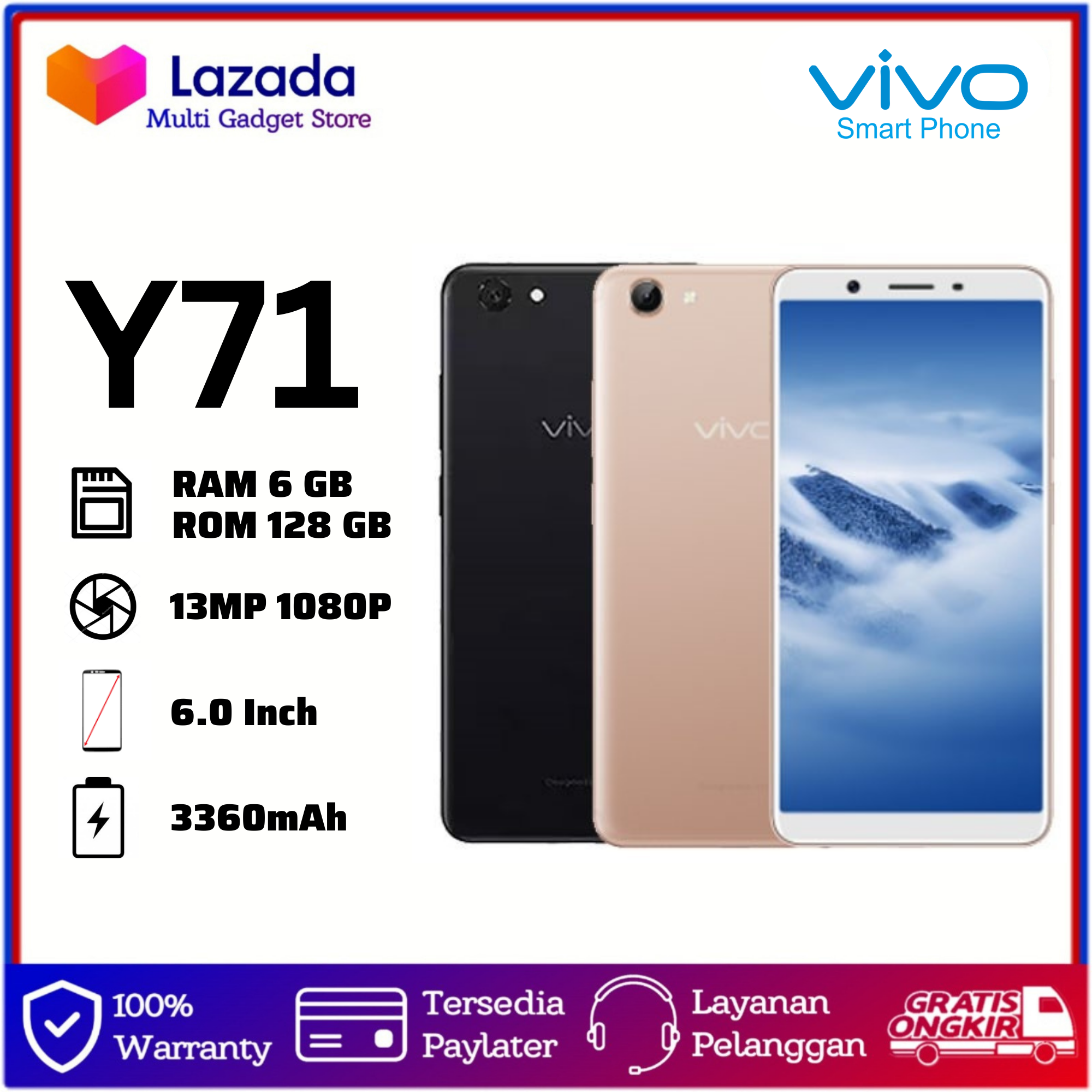 HP Y71 RAM 6/128GB 4G Smartphone Android GARANSI 1 TAHUN Giá 495,000 Đồng*Miễn phí vận chuyển