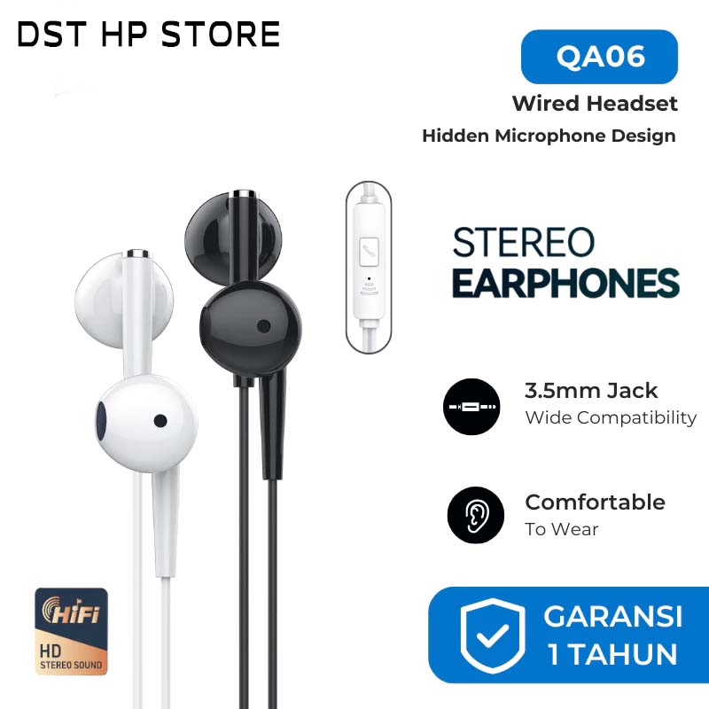 FOOMEE QA06 Wired Earphone Semi In-Ear Hidden Microphone Design Headset Kabel 120CM Harga  22,900 Ringgit*Penghantaran Percuma