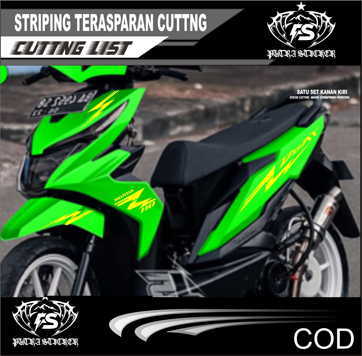 V7 CUTTING STICKER STRIPING BEAT NEW 2017- Harga 27,600 rupiah*Gratis Ongkir