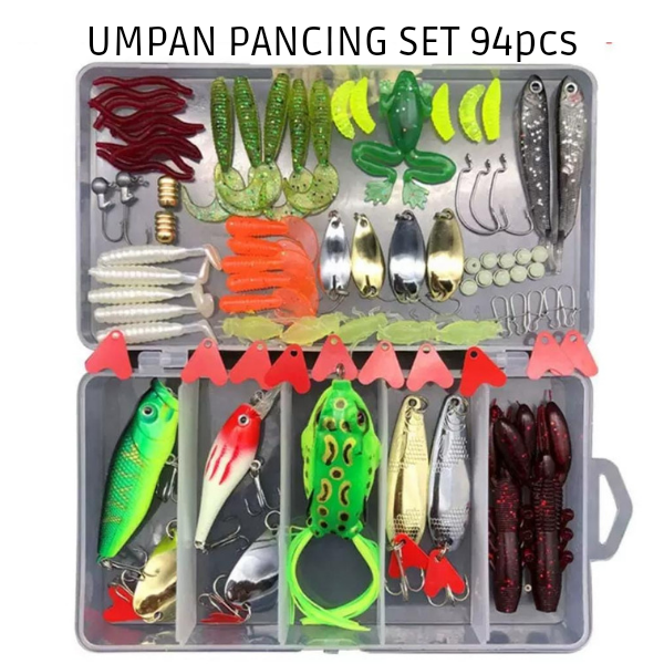 94Pcs Fishing Lures Kit Soft Plastic Fishing Baits Set with Soft Worms Frog  Cra