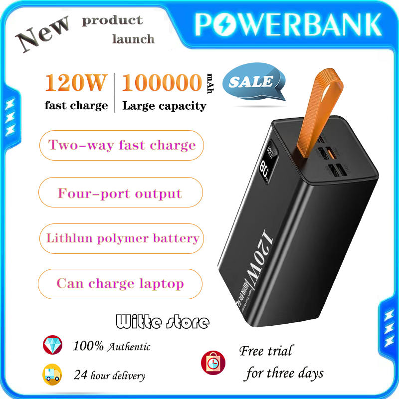 Witte power bank 100000mAh fast charging PD20W 120W original durable long lasting Harga  359,800 rupiah*Gratis Ongkir