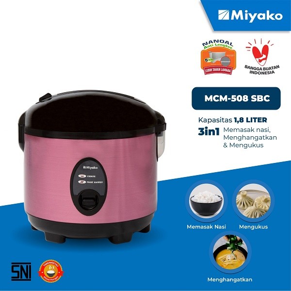 Miyako Mcm-508 Sbc Rice Cooker 1.8L Mejikom Mcm508 Sbc Non-Stick Harga 269,800 rupiah*Gratis Ongkir