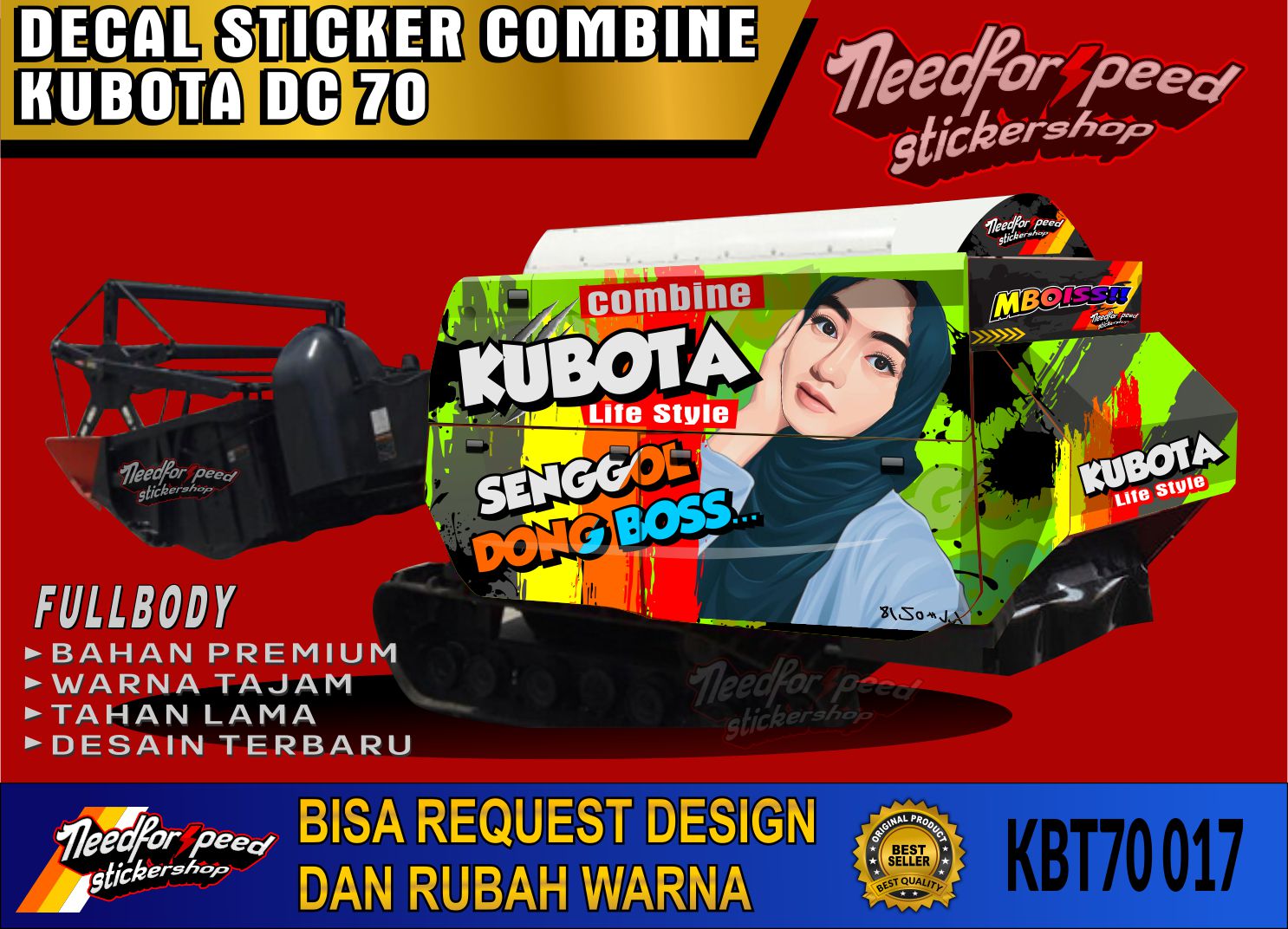 Sticker decal Kubota DC 70 DC 93 DC 35 combine full body custom 017 Harga  1,450,000 Ringgit*Penghantaran Percuma