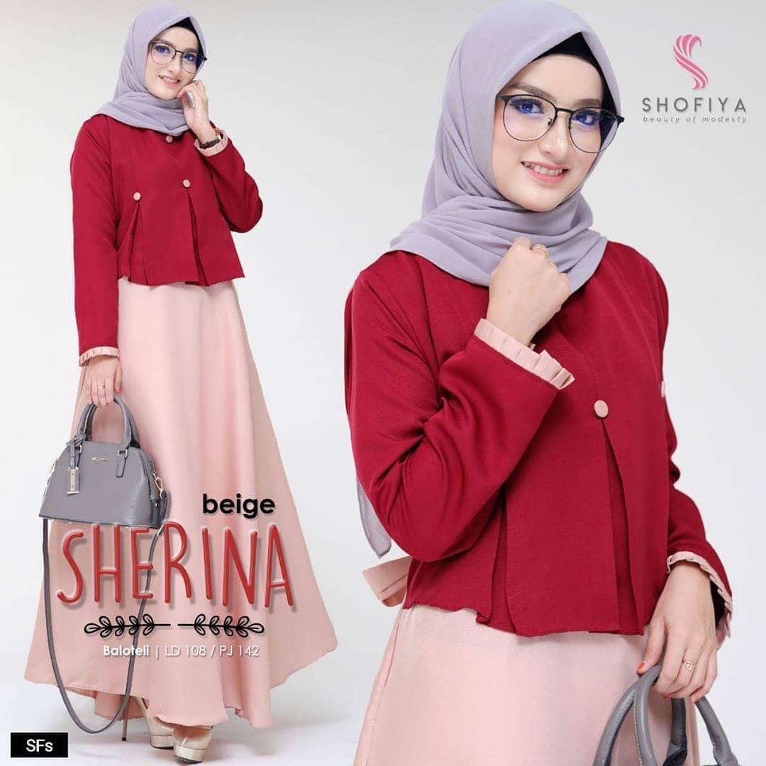 Demenstore - Sherina Long Dress Muslim / Baju Muslim Wanita / Baju Gamis Wanita Terbaru 2020 / Gamis Remaja Modern / Long dress Muslimah / Gamis Wanita Murah