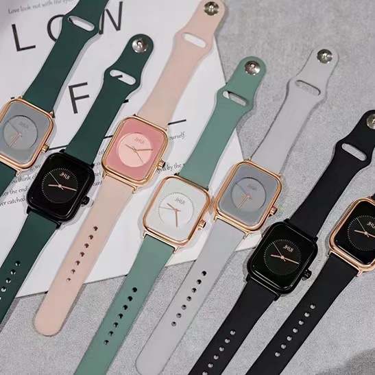 	 Cod Puglia Jam Tangan Wanita Kekinian Strap Pu Dial Kotak Fashion Import 	