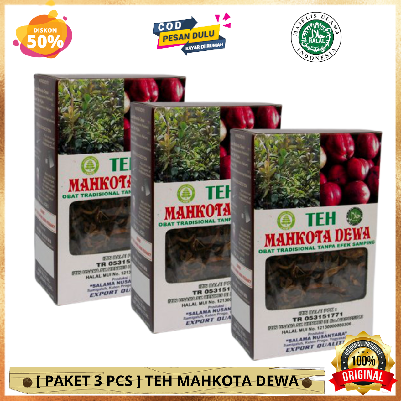 3 kotak Teh MAHKOTA DEWA Salama Nusantara 130 gr