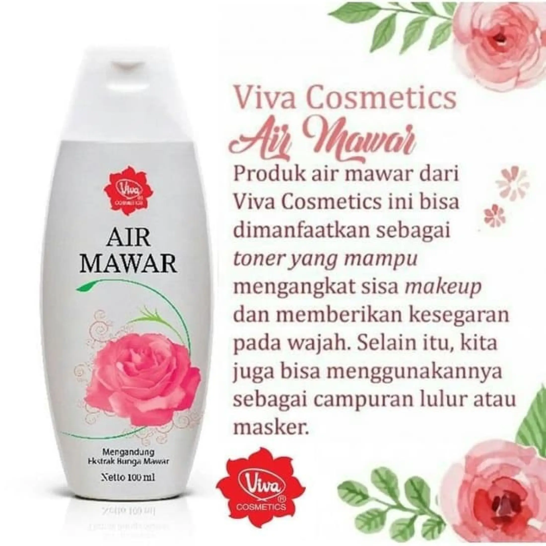 Viva Air Mawar Mengandung Ekstrak Bunga Mawar 100 Ml Lazada Indonesia